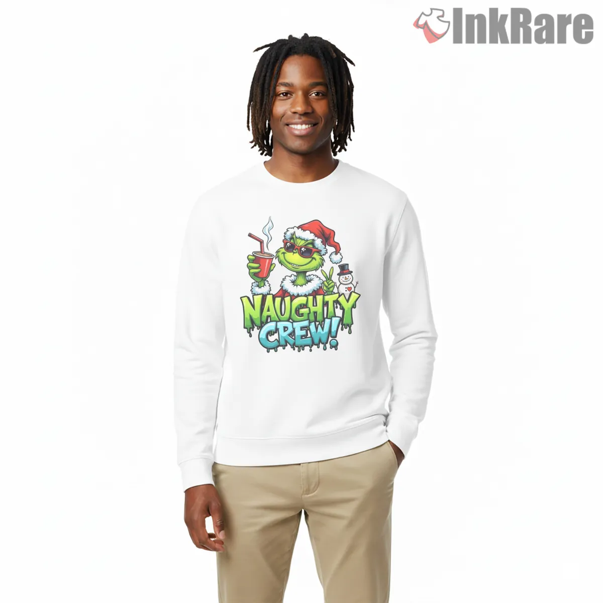 Naughty Crew Funny Grinch Holiday Shirt on graphic shirt for men graphic tee