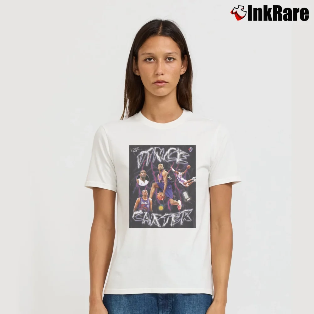 Women’s nba legend vince carter for Basketball Fans Signature T-Shirt in white | Soft, Flattering Fit