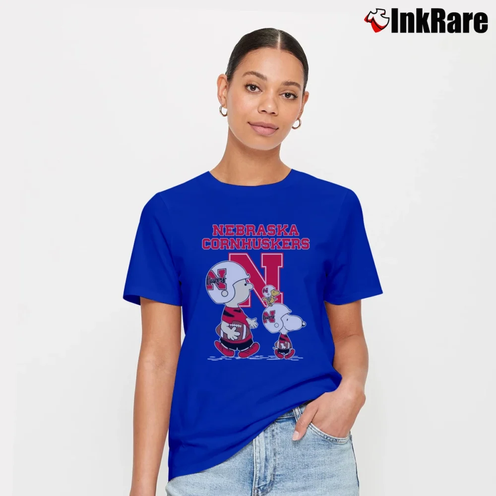 Women’s Nebraska Cornhuskers Peanuts Movie Signature T-Shirt in royal blue | Soft, Flattering Fit