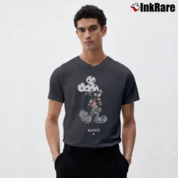 Men’s Neff Disney Mickey Mouse V-Neck Tee in charcoal | Sharp, Breathable, Everyday Staple