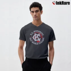 Men’s Negro League Kc Monarchs Champs V-Neck Tee in charcoal | Sharp, Breathable, Everyday Staple