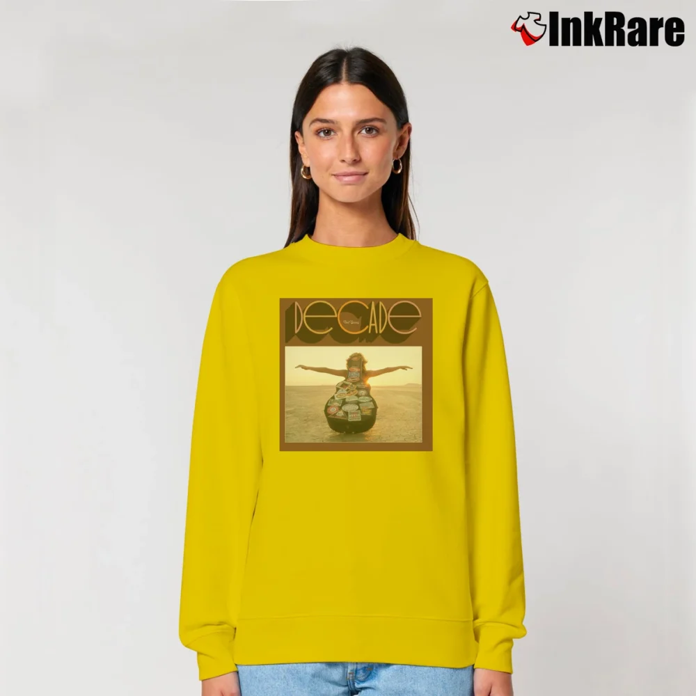Women’s neil young decade folk rock album Relaxed Sweatshirt in yellow | Soft, Laid-Back Vibe