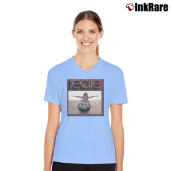 Women’s neil young decade folk rock album V-Neck Tee in light blue | Chic Neckline, Soft Texture