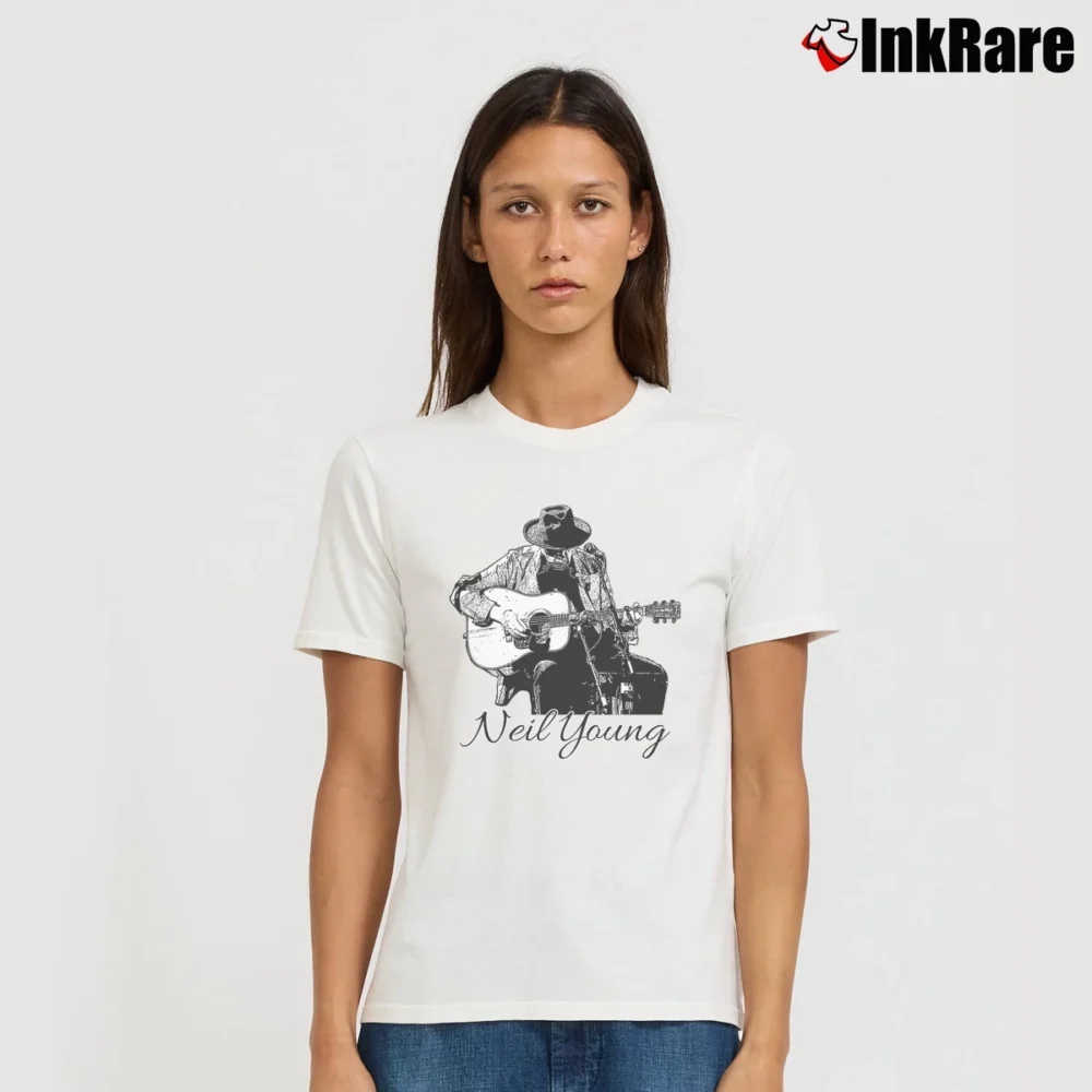 Women’s Neil Young Music Logo Signature T-Shirt in white | Soft, Flattering Fit