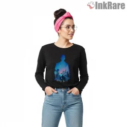 Neon City Silhouette Gradient Gta Nightscape Shirt on black long sleeve shirt for women graphic tee