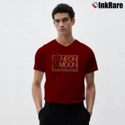 Men’s Neon Moon Country Music V-Neck Tee in maroon | Sharp, Breathable, Everyday Staple