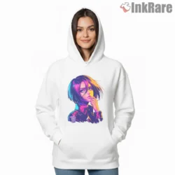 Neon Portrait Mikasa Ackerman Shirt on white hoodie for women graphic tee