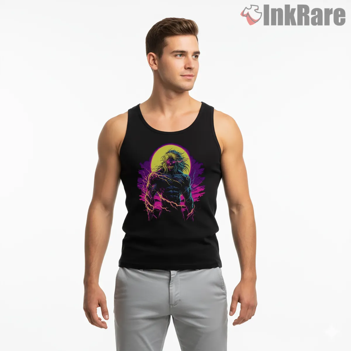 Neon Rage Eren Attack Titan Power Surge Tank Top Black Neon Rage Eren Attack Titan Power Surge Shirt on black tank top for men graphic tee