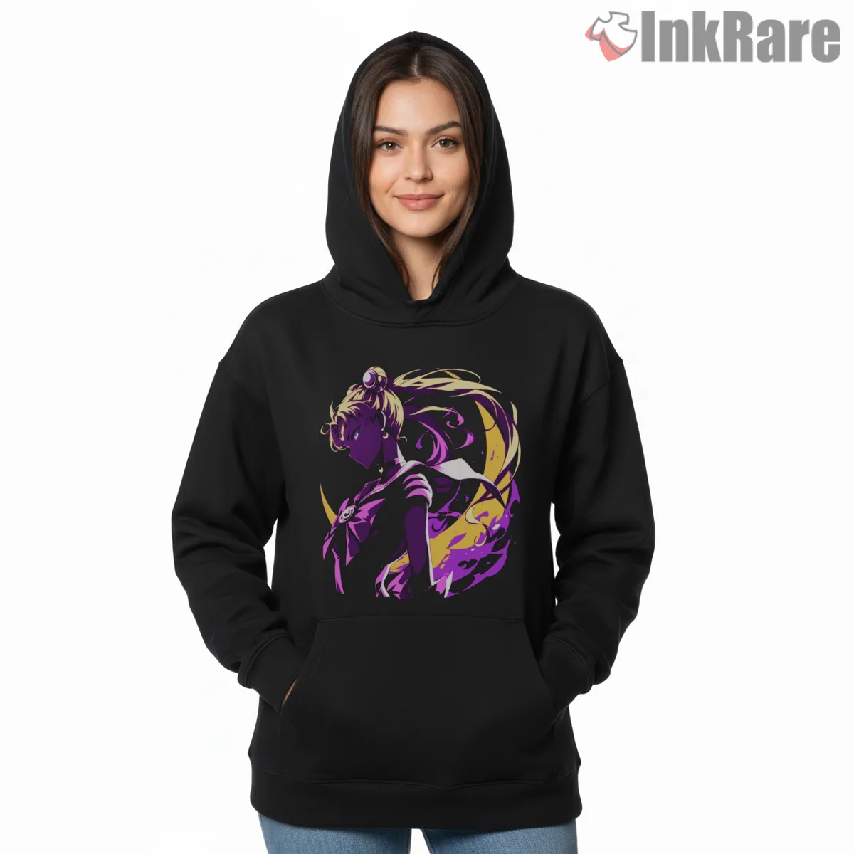 Neon Shadow Sailor Portrait Hoodie Black Neon Shadow Sailor Portrait Shirt on black hoodie for women graphic tee