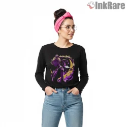 Neon Shadow Sailor Portrait Shirt on black long sleeve shirt for women graphic tee
