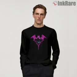 Neon Skyline Drip Bat Emblem Shirt on black long sleeve shirt for men graphic tee