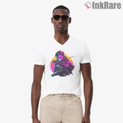 Neon Slash Levi Ackerman Attack On Titan Shirt on white v-neck shirt for men graphic tee