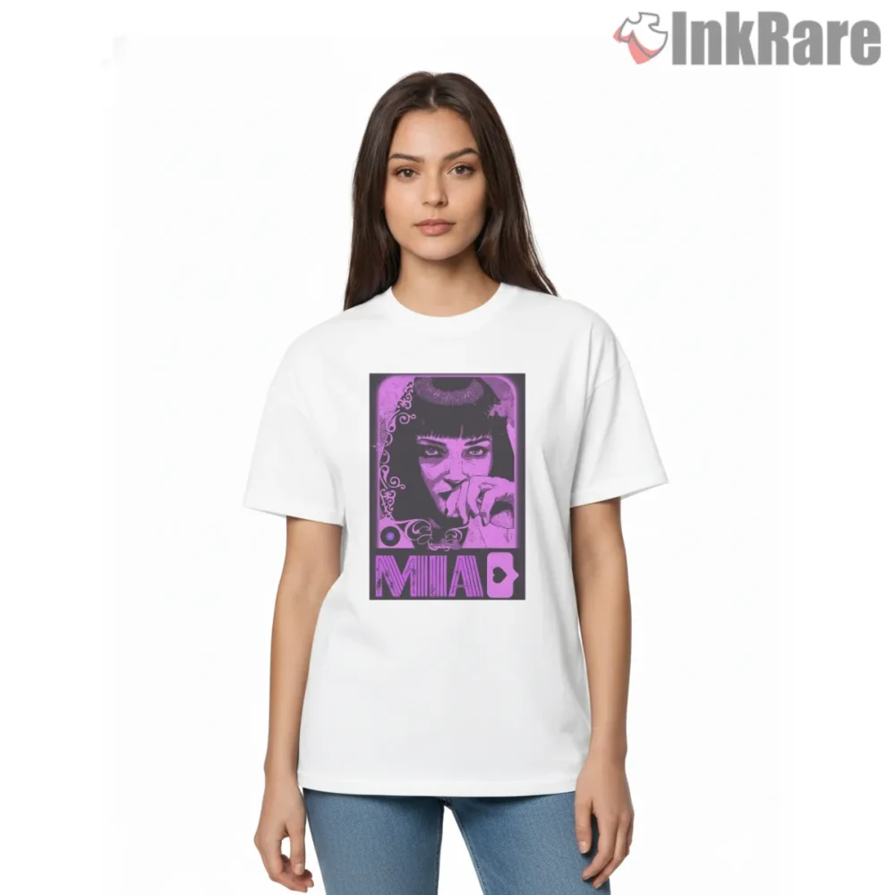 Neon Tarot Mia Wallace Portrait Shirt on white short sleeve shirt for women graphic tee