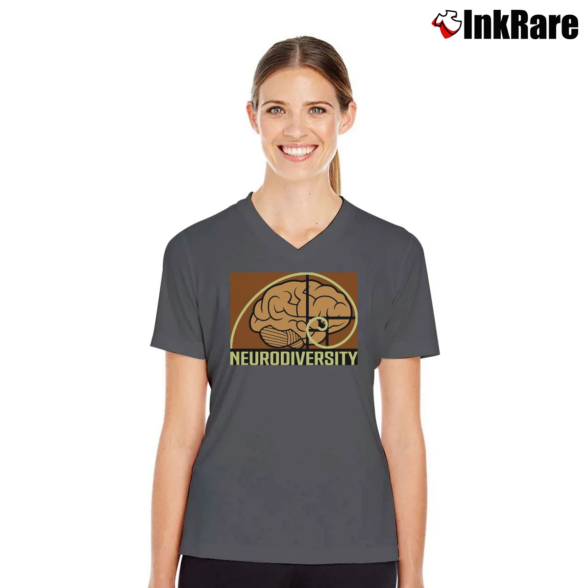 neurodiversity Women’s V-Neck Tee in charcoal – Flattering Fit Women’s neurodiversity V-Neck Tee in charcoal | Chic Neckline, Soft Texture
