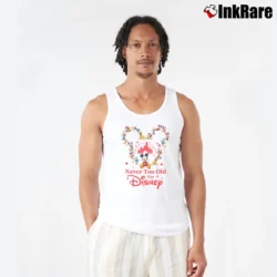 Men’s Never Too Old For Disney Mickey Mouse Fans Tank Top in white | Breathable, Active-Friendly Design