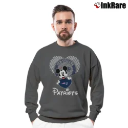 Men’s New England Patriots Mickey Mouse Football Fan Crewneck Sweatshirt in charcoal | Cozy Fabric, Clean Style