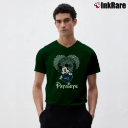 Men’s New England Patriots Mickey Mouse Football Fan V-Neck Tee in forest green | Sharp, Breathable, Everyday Staple
