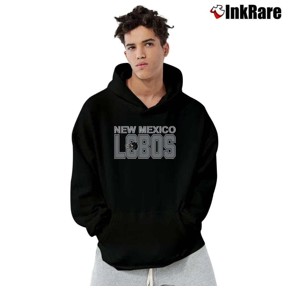 Men’s New Mexico Lobos University Mascot 80s Red Pullover Hoodie in black | Cozy, Durable, Modern Fit