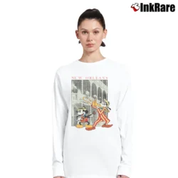 Women’s New Orleans Disney Magic Kingdom Mickey Goofy Disney Long-Sleeve Top in white | Sleek, Versatile, All-Season