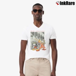 Men’s New Orleans Disney Magic Kingdom Mickey Goofy Disney V-Neck Tee in white | Sharp, Breathable, Everyday Staple