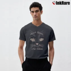 Men’s New Orleans French Quarter Green Cat Face V-Neck Tee in charcoal | Sharp, Breathable, Everyday Staple
