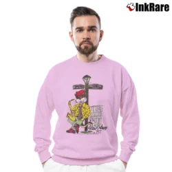 Men’s New Orleans Jazz Cat Bourbon Street Crewneck Sweatshirt in light pink | Cozy Fabric, Clean Style