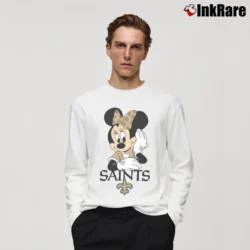Men’s New Orleans Saints Football Mimi Mouse Walt Disney Long-Sleeve Shirt in white | Sleek, Lightweight, Year-Round Wear
