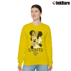 Women’s New Orleans Saints Football Mimi Mouse Walt Disney Relaxed Sweatshirt in yellow | Soft, Laid-Back Vibe
