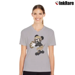 Women’s New Orleans Saints Football Team Mickey Mouse Disney V-Neck Tee in sport grey | Chic Neckline, Soft Texture