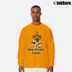 Men’s New Orleans Saints Mickey Mouse Donald Goofy Long-Sleeve Shirt in orange | Sleek, Lightweight, Year-Round Wear