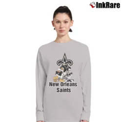 Women’s New Orleans Saints Mickey Mouse Donald Goofy Long-Sleeve Top in sport grey | Sleek, Versatile, All-Season