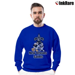 Men’s New Orleans Saints Mickey Mouse Football Crewneck Sweatshirt in royal blue | Cozy Fabric, Clean Style