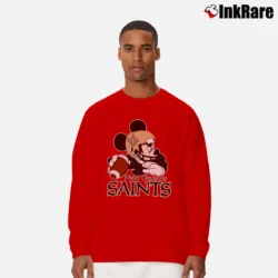 Men’s New Orleans Saints Mickey Mouse NFL Football Long-Sleeve Shirt in red | Sleek, Lightweight, Year-Round Wear