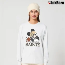 Women’s New Orleans Saints Mickey Mouse NFL Football Long-Sleeve Top in white | Sleek, Versatile, All-Season