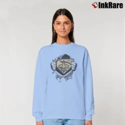 Women’s New Orleans Saints x Superman Marvel Logo Relaxed Sweatshirt in light blue | Soft, Laid-Back Vibe