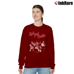 Women’s new york dolls punk rock band fan Relaxed Sweatshirt in maroon | Soft, Laid-Back Vibe