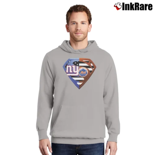 New York Giants And New York Mets Superman MLB Fan Men’s Pullover Hoodie in sport grey – Ultimate Warmth Men’s New York Giants And New York Mets Superman MLB Fan Pullover Hoodie in sport grey | Cozy, Durable, Modern Fit