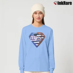 Women’s New York Giants And New York Mets Superman MLB Fan Long-Sleeve Top in light blue | Sleek, Versatile, All-Season