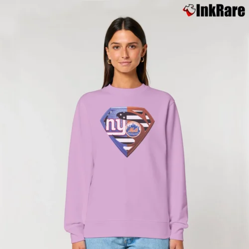 New York Giants And New York Mets Superman MLB Fan Women’s Relaxed Sweatshirt in light pink – Cozy Casual Women’s New York Giants And New York Mets Superman MLB Fan Relaxed Sweatshirt in light pink | Soft, Laid-Back Vibe