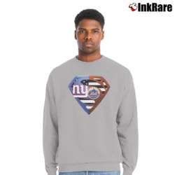 Men’s New York Giants And New York Mets Superman MLB Fan Crewneck Sweatshirt in sport grey | Cozy Fabric, Clean Style
