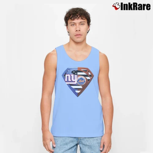 New York Giants And New York Mets Superman MLB Fan Men’s Performance Tank in light blue – Lightweight Comfort Men’s New York Giants And New York Mets Superman MLB Fan Tank Top in light blue | Breathable, Active-Friendly Design