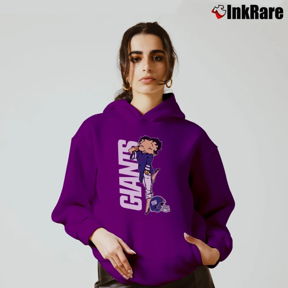 Women’s New York Giants Betty Boop Football Fan Cozy Hoodie in purple | Warm, Structured, Stylish