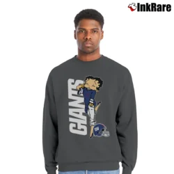 Men’s New York Giants Betty Boop Football Fan Crewneck Sweatshirt in charcoal | Cozy Fabric, Clean Style