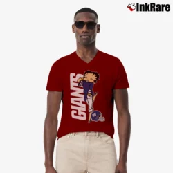 Men’s New York Giants Betty Boop Football Fan V-Neck Tee in maroon | Sharp, Breathable, Everyday Staple