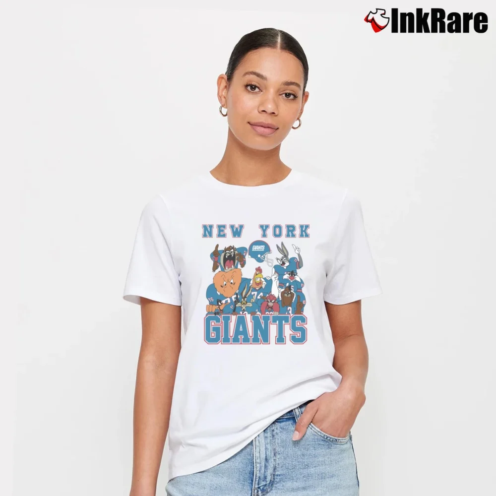 Women’s New York Giants Looney Tunes Football Fan Signature T-Shirt in white | Soft, Flattering Fit
