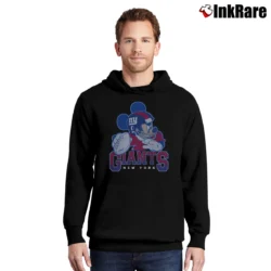 Men’s New York Giants Mickey Mouse Quarterback Pullover Hoodie in black | Cozy, Durable, Modern Fit