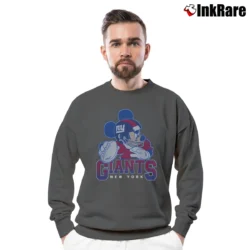 Men’s New York Giants Mickey Mouse Quarterback Crewneck Sweatshirt in charcoal | Cozy Fabric, Clean Style