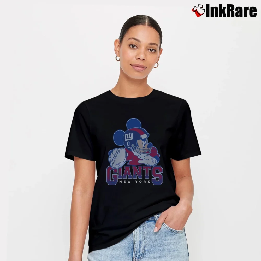Women’s New York Giants Mickey Mouse Quarterback Signature T-Shirt in black | Soft, Flattering Fit