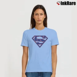 Women’s New York Giants Superman Logo Graphic Fan Signature T-Shirt in light blue | Soft, Flattering Fit