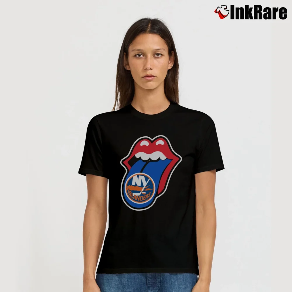 Women’s New York Islanders Rolling Stones Logo Signature T-Shirt in black | Soft, Flattering Fit